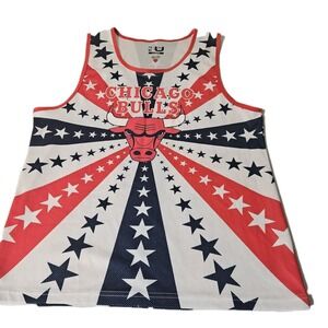 Chicago Bulls Jersey Red White Blue Stars Sleeveless Women's XL Michael Jordan